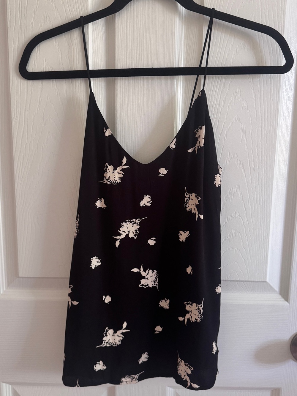 Something Navy Black Cami Top with Cream Floral Print
